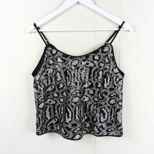 Sequin Leopard Print Cami Top Size S New